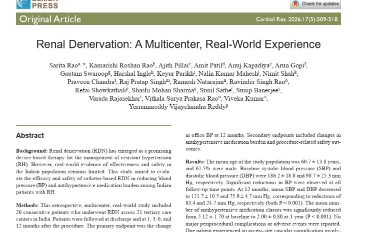 India’s First Multicenter Real-World Study on Renal Denervation
